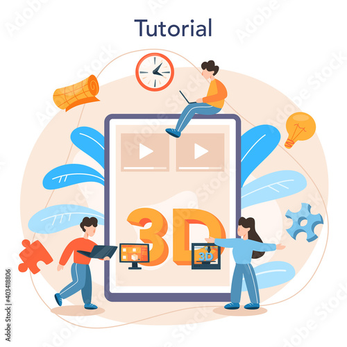3D Printing technology online service or platform. 3D printer