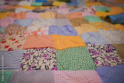 colorful quilt spread out