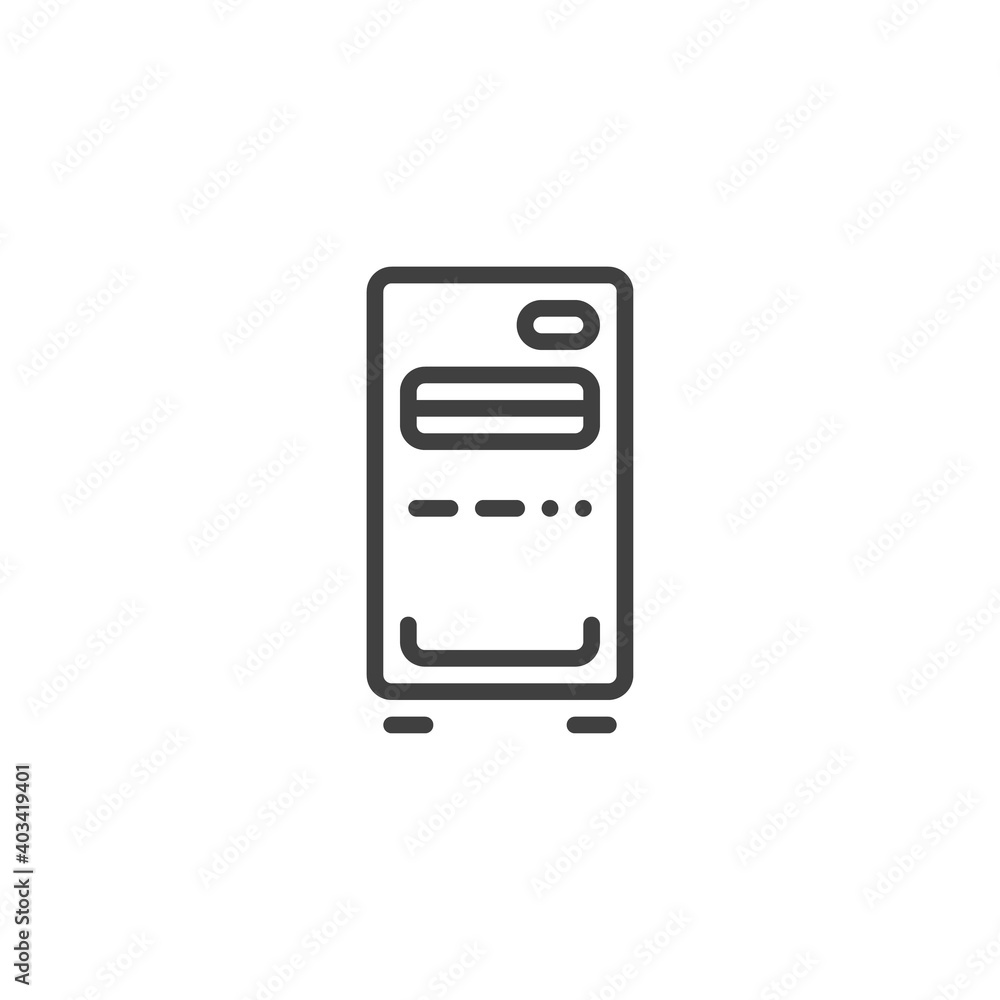 System unit line icon. linear style sign for mobile concept and web design. Computer case outline vector icon. Symbol, logo illustration. Vector graphics System unit line icon. linear style sign for mobile concept and web design. Computer case outline vector icon. Symbol, logo illustration. Vector graphics