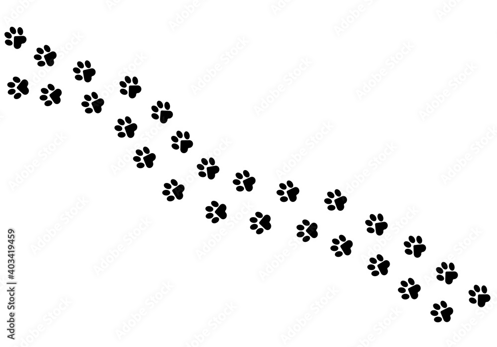 Paws of a cat, dog, puppy. Simple animal footprint pattern for bedding, fabrics, backgrounds, websites, postcards, baby prints, brown paper. 