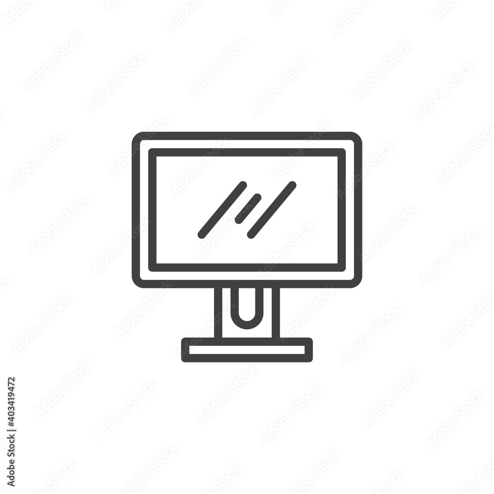Computer screen line icon. linear style sign for mobile concept and web design. Computer monitor outline vector icon. Symbol, logo illustration. Vector graphics Computer screen line icon. linear style sign for mobile concept and web design. Computer monitor outline vector icon. Symbol, logo illustration. Vector graphics