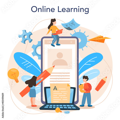 Copywriter online service or platform. Idea of writing texts,