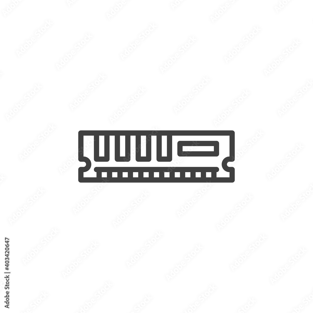 Random Access Memory line icon. linear style sign for mobile concept and web design. Computer RAM outline vector icon. Symbol, logo illustration. Vector graphics Random Access Memory line icon. linear style sign for mobile concept and web design. Computer RAM outline vector icon. Symbol, logo illustration. Vector graphics