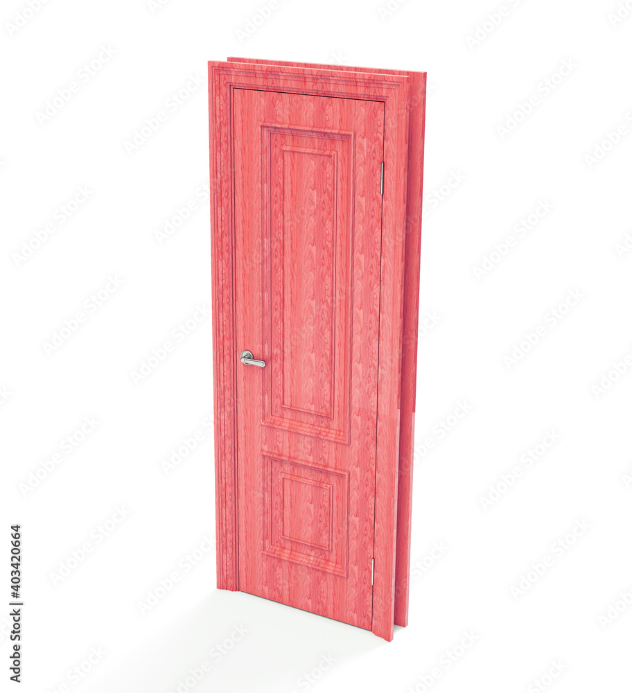 Concept of opportunity. Light shining through one door 3d render Concept of opportunity. Light shining through one door 3d render