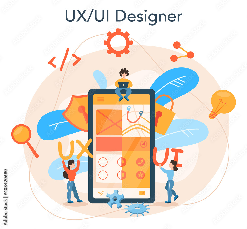 UX UI designer concept. App interface improvement for user Stock Vector ...