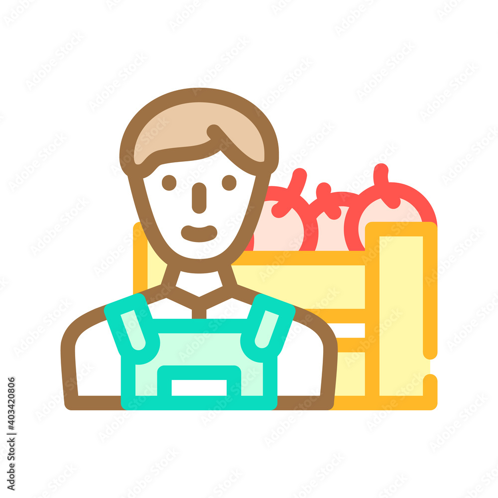farmer worker color icon vector illustration