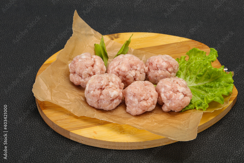 Homemade raw pork minced meatball for cooking Homemade raw pork minced meatball for cooking