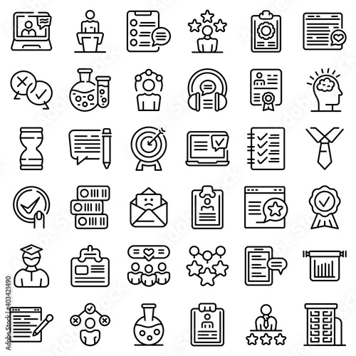 Experience icons set. Outline set of experience vector icons for web design isolated on white background