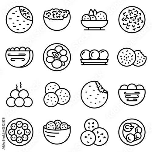 Falafel icons set. Outline set of falafel vector icons for web design isolated on white background