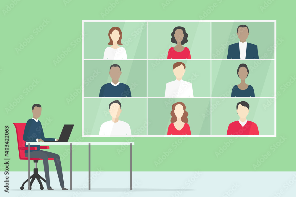 Video conference. Remote teamwork. Vector illustration. Video conference. Remote teamwork. Vector illustration.