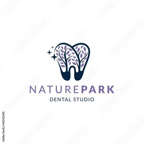 Vector graphic of tree nature park dental logo design good for dental studio, dental care, dental clinic and ect.