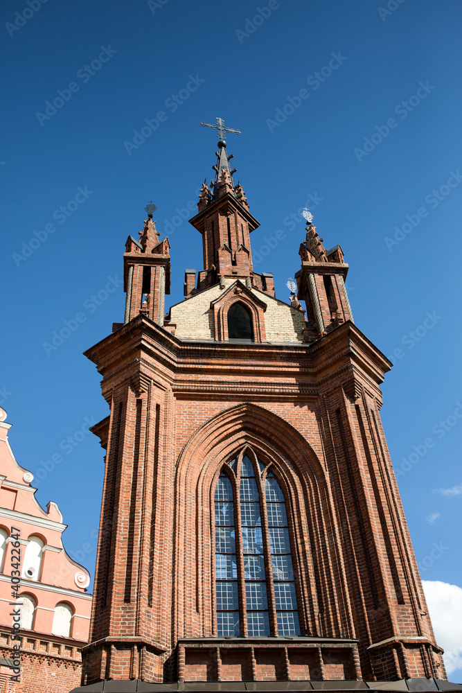 Catholic church of St. Anne in Vilnius close-up.