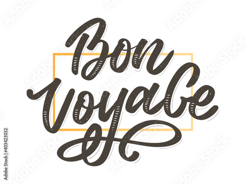 Bon Voyage Hand Lettering Vector Calligraphy Travel