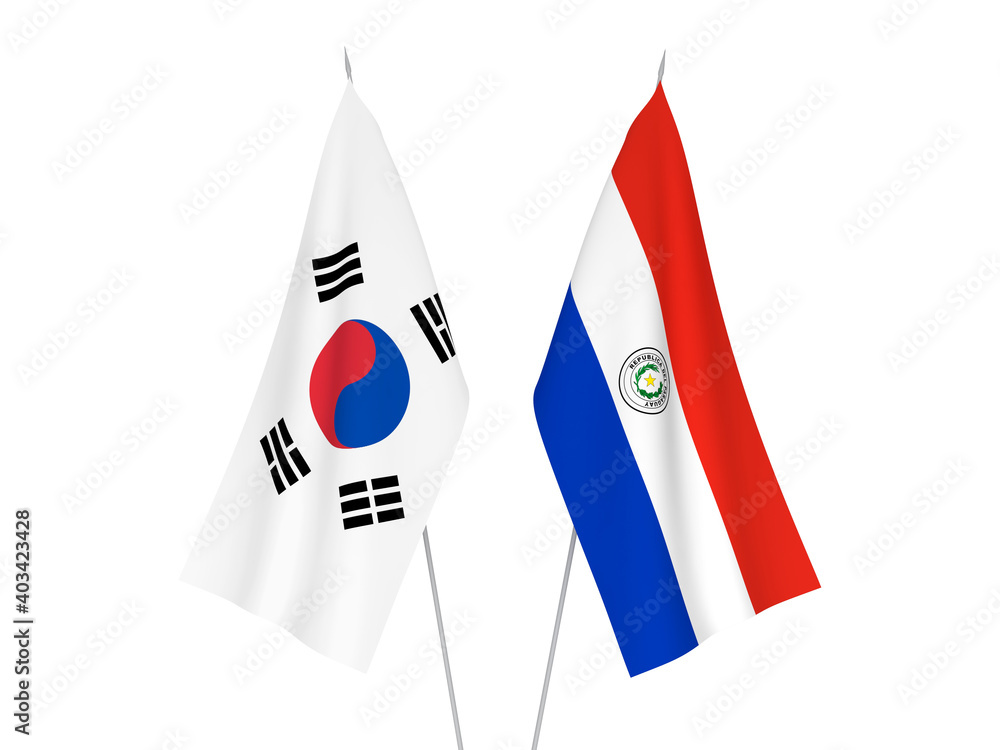 South Korea and Paraguay flags South Korea and Paraguay flags