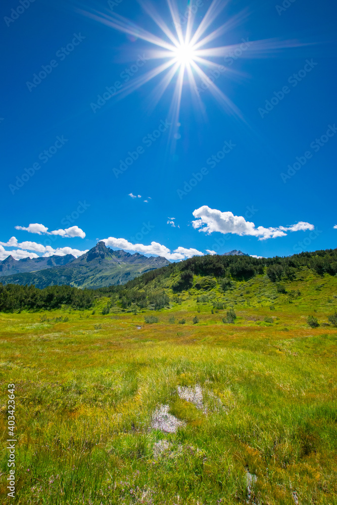 landscape with mountains and sky (Wiegensee, Vorarlberg, Austria)