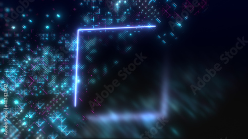 Neon glow abstract digital background. Futuristic hud concept illustration.