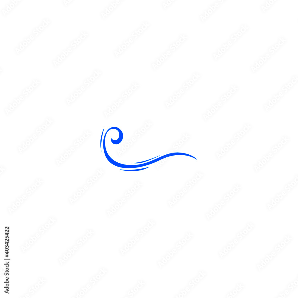Blue wave sign, symbol, artwork, logo isolated on white Blue wave sign, symbol, artwork, logo isolated on white