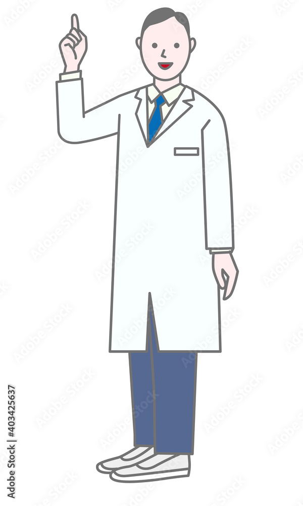 Full body illustration of a doctor explaining Full body illustration of a doctor explaining