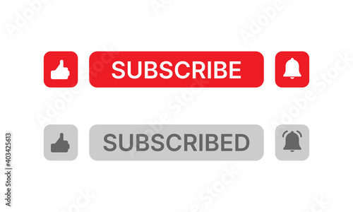 Social media button like, subscribe and notification on white background.
