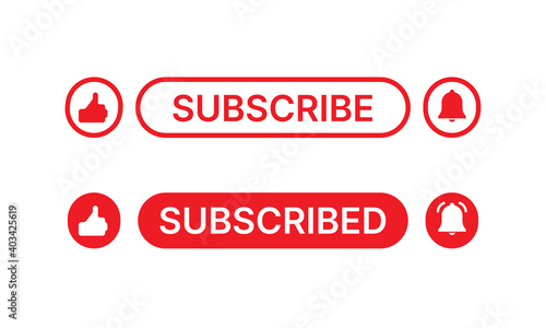 Social media button like, subscribe and notification on white background.