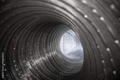 air ducting - inside flexible aluminum ventilation tube photo