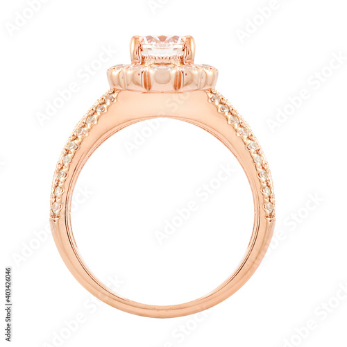Gold  Flower halo diamonds engagement ring jewelry