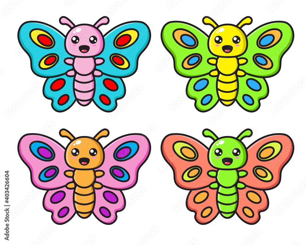 Obraz premium cute butterfly set full color