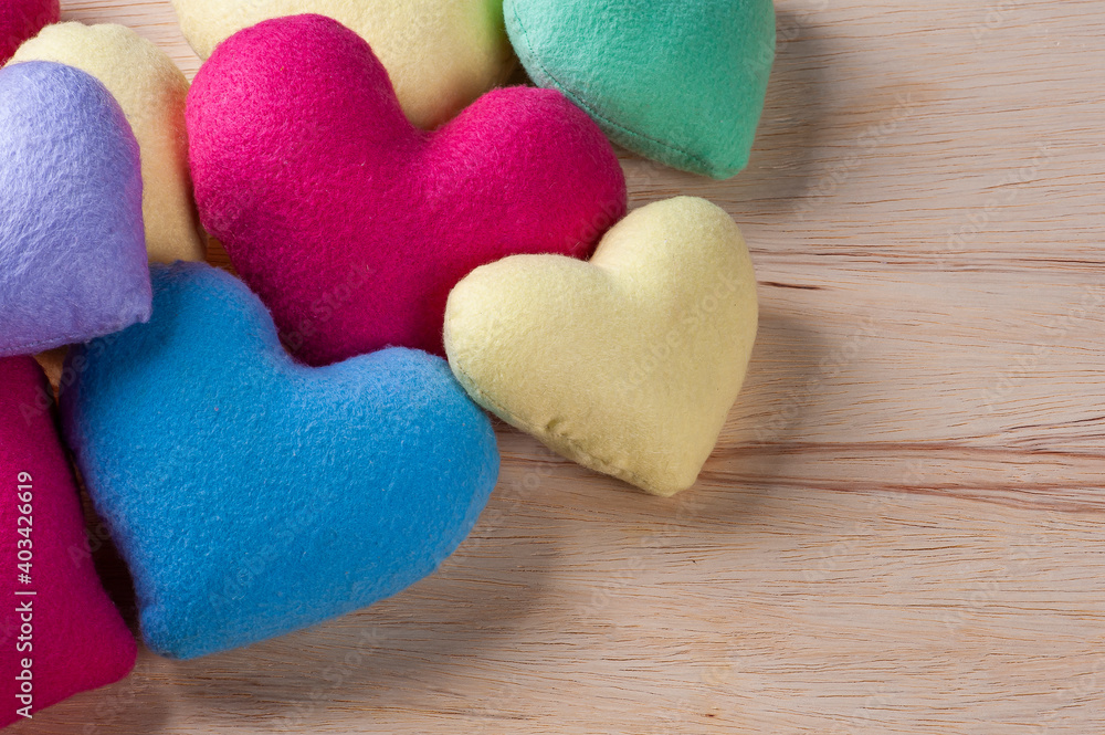 Fototapeta premium .Valentine's day background with colorful hearts and space for text