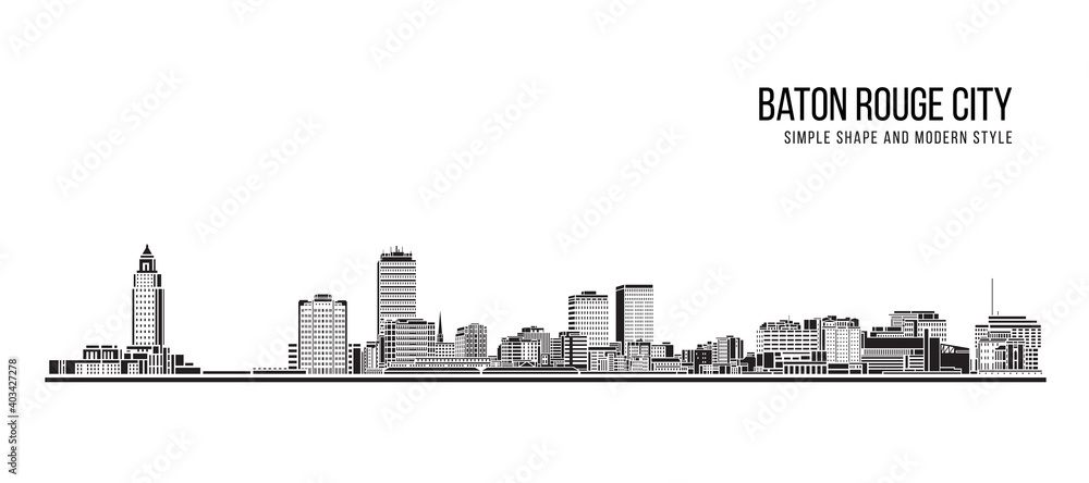 Cityscape Building Abstract Simple shape and modern style art Vector design - Baton Rouge city