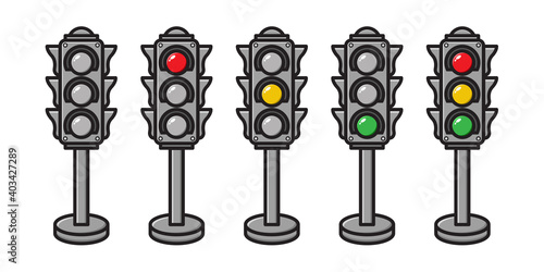 set of traffic light in white background