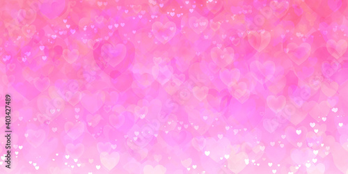 ピンクのかわいいハート柄、バレンタイン、大小様々なハートが沢山ある背景 © yuki_shibaura