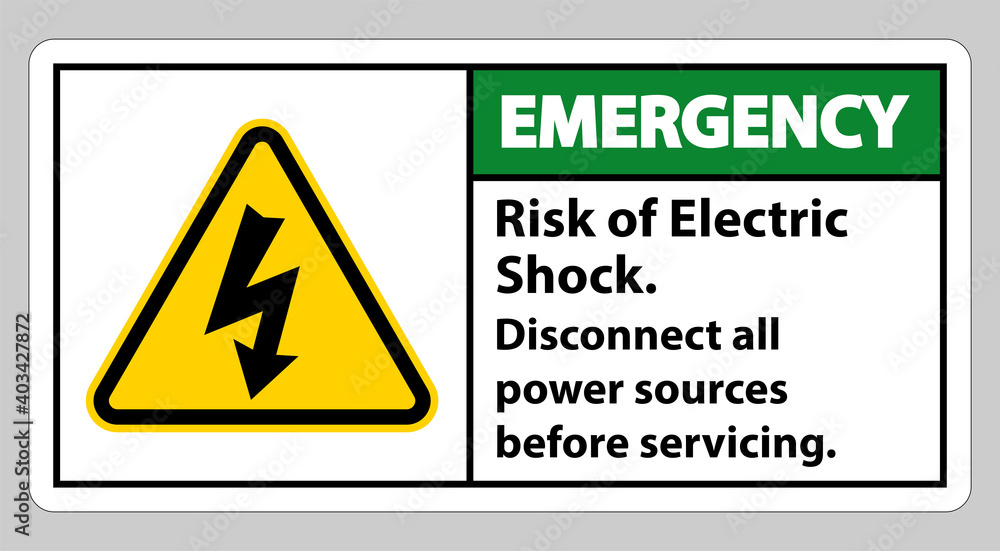 Emergency Risk of electric shock Symbol Sign Isolate on White Background Emergency Risk of electric shock Symbol Sign Isolate on White Background