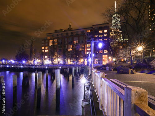 City Lights of Battery Park at Night 