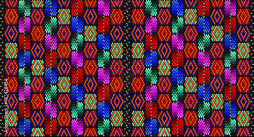  Seamless ethnic ornament for fabrics, interiors, ceramics and furniture in the style of Latin America.