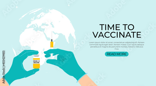 Time to vaccinate 2021 concept.Coronavirus vaccination concept. Vector Illustration eps10