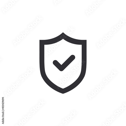 Shield icon. Security vector icon. Protection icon. Check mark. Shield with check mark. Verification completed. Safety system. Protection activated. Active safety. Virus protection. Guard badge.