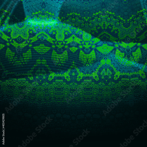 abstract skin-like texture reptile with a yellow pattern on a green background, afro, 3d rendering, blurred image