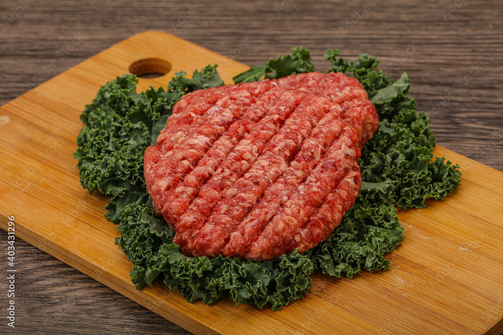 Raw beef burger cutlet for cooking Raw beef burger cutlet for cooking