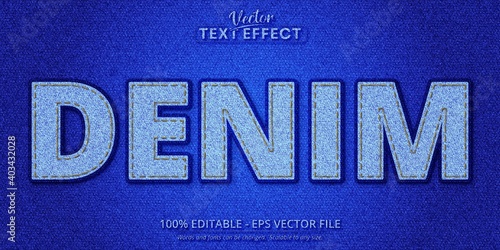 Denim text, realistic denim style editable text effect