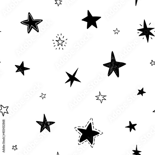 Seamless vector pattern with doodle stars