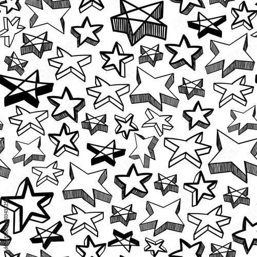 Seamless vector pattern with doodle stars