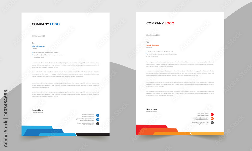 Letterhead Design Template A4 Size print Ready with  Color variation 