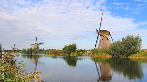 dutch windmill in the unesco world heritage site of kinderdijk at rotterdam, the netherlands