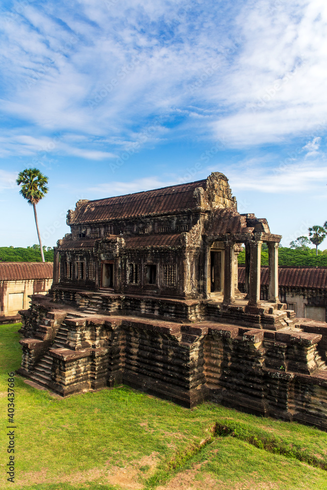 North thousand god library in Angkor Wat. Cambodia. Vertical view. North thousand god library in Angkor Wat. Cambodia. Vertical view.