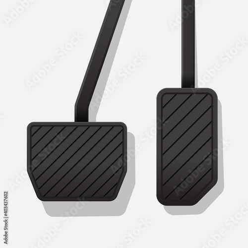 Brake and accelerator pedal of automatic transmission car isolated on white background.