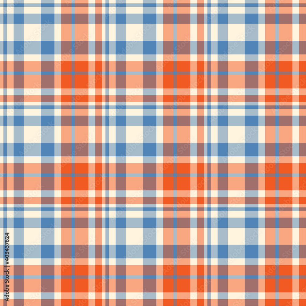 Plaid seamless pattern. Vector background of textile ornament. Flat fabric design.