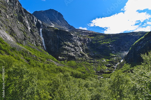 Trollstigen - 11 hairpin bends in Rauma Municipality  M  re og Romsdal County  Norway.