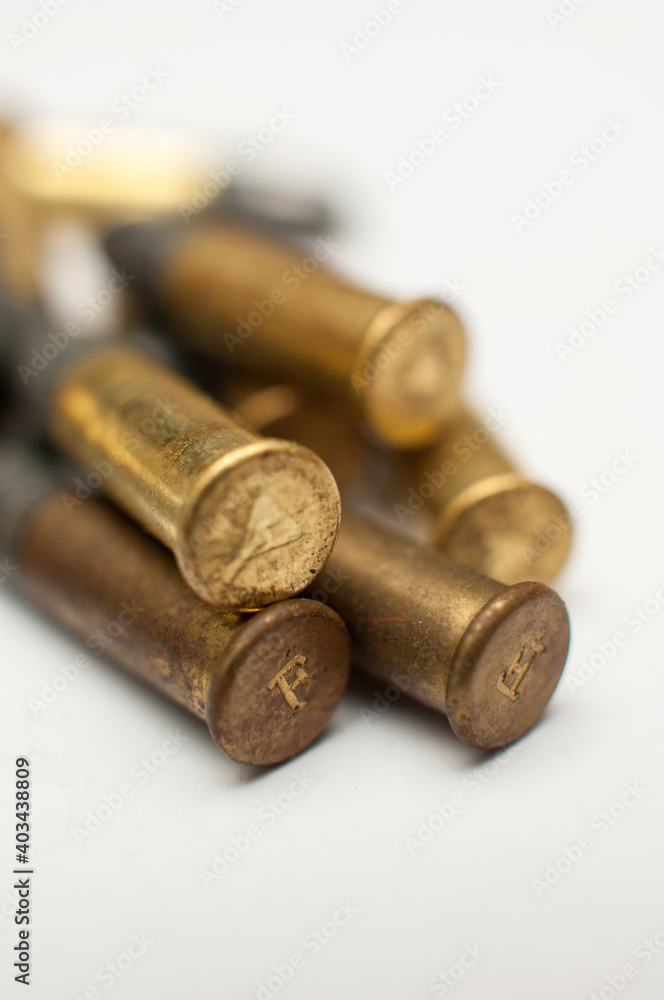 Small caliber ammunition isolated on white background Small caliber ammunition isolated on white background
