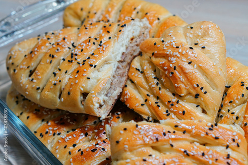  A closeup of chicken bread pakistani sweet.