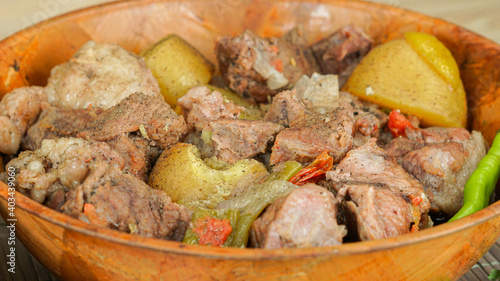 A closeup of Desi pakistani and indian delicious food Dum pukht